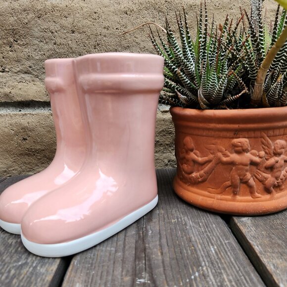 Rain Boot Vase Planter Home Decor Garden Decor Lt.Pink 6.25" H - Picture 3 of 3